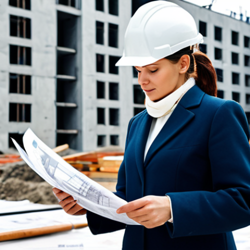 Home 1 멀티미디어 콘텐츠 제작 직업 윤리 - **
"A professional female architect, fully clothed in modest business attire, reviewing blueprints ...